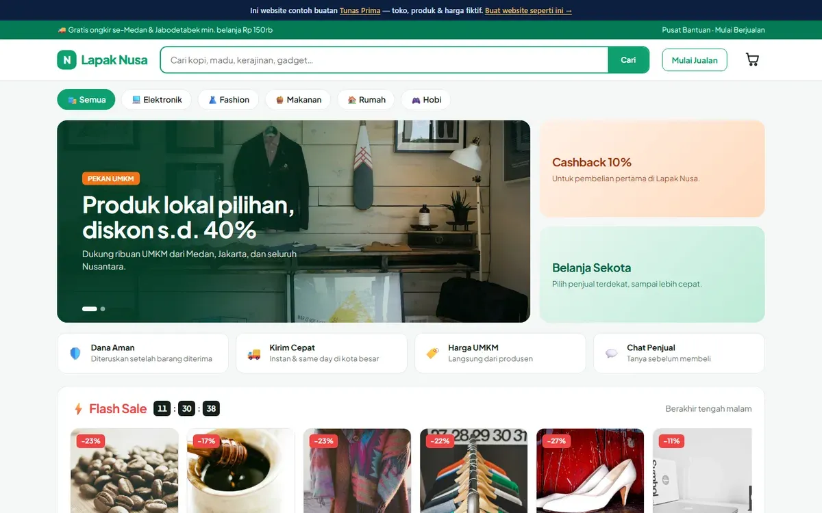 Contoh website marketplace: Lapak Nusa