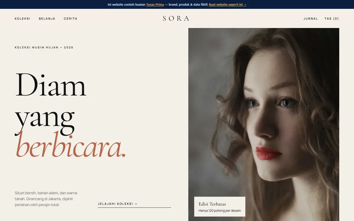 Contoh website modern stylish: Atelier Sora