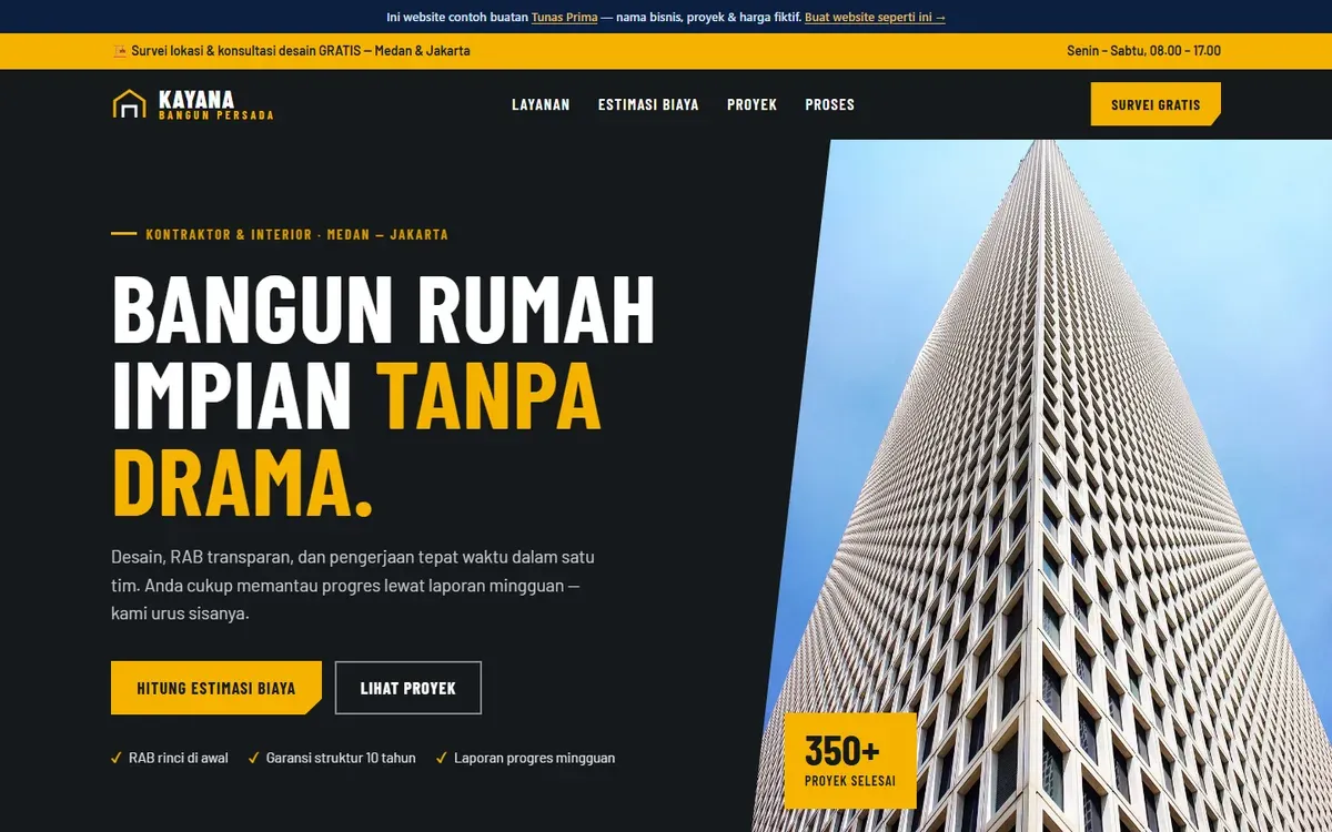 Contoh website kontraktor & properti: Kayana Bangun Persada