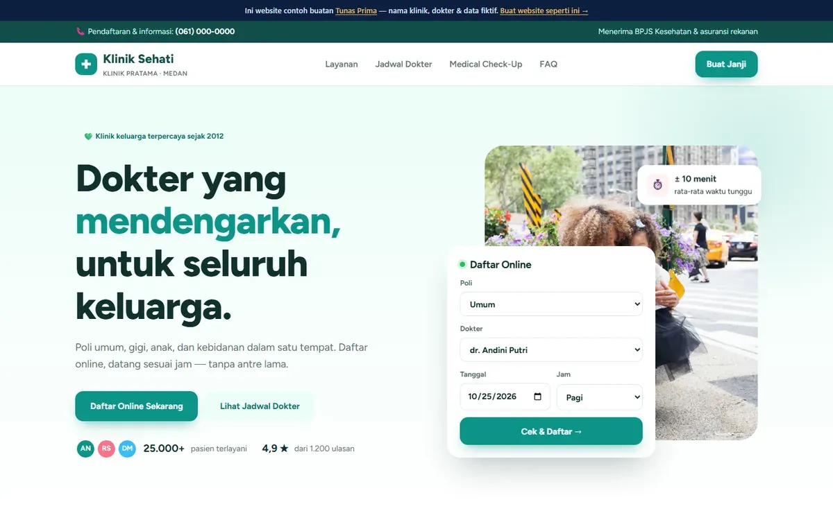 Contoh website klinik & kesehatan: Klinik Pratama Sehati